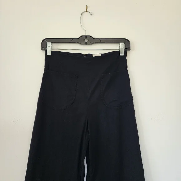 Antropologie Maeve The Colette Magic Fabric Ruffle Hem Crop Wide-Leg Pants Sz 25